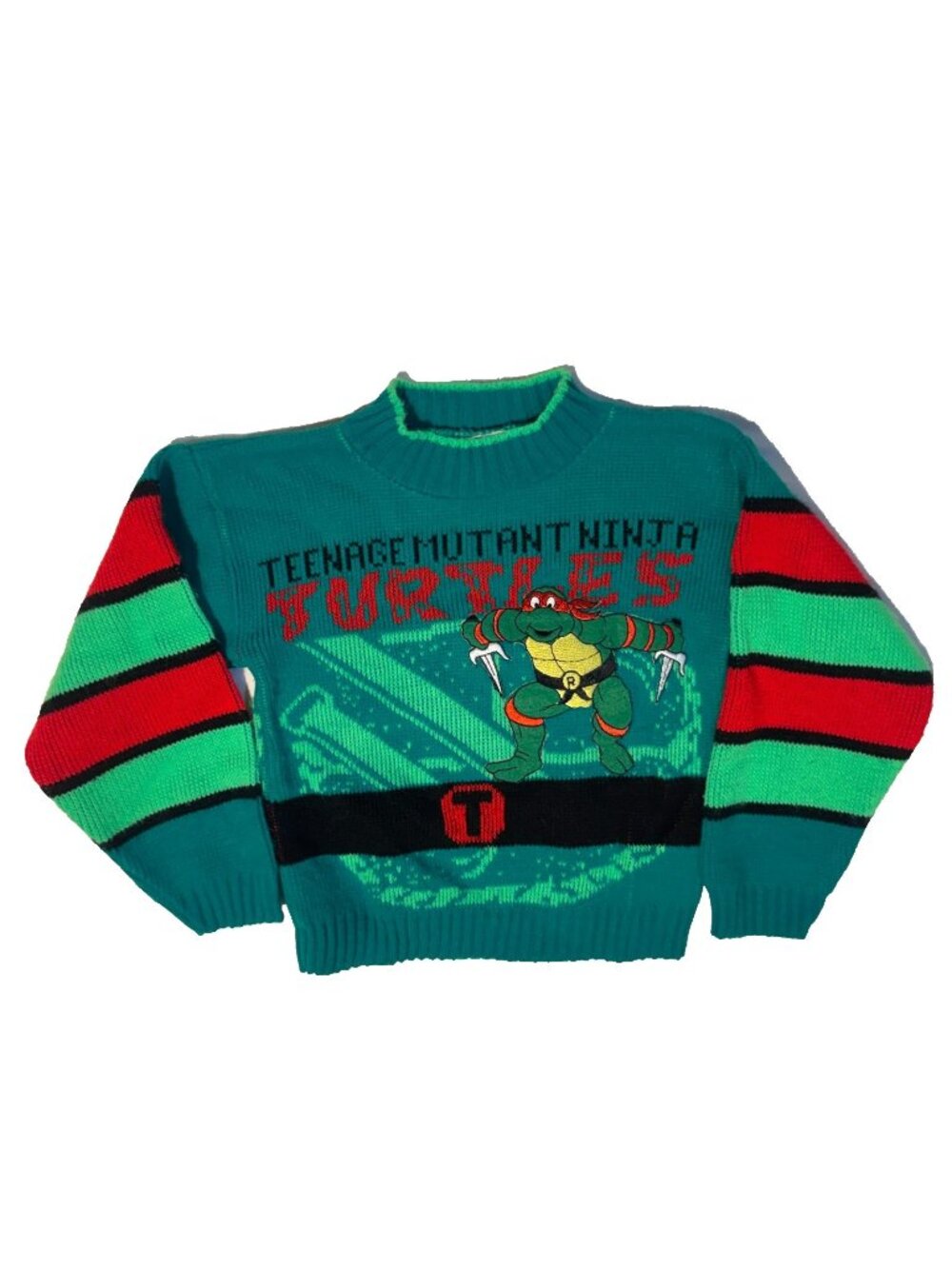 Vintage 1990 Mickey's Clan Teenage Mutant Ninja  Turtle TMNT Knitted Sweater Kid